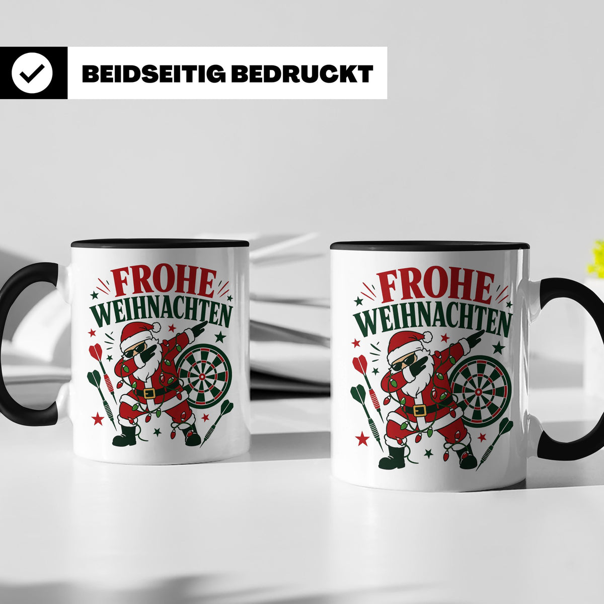 Darts Weihnachten Tasse Frohe Weihnachten tanzender Weihnach – Schwarz [farbe:schwarz]