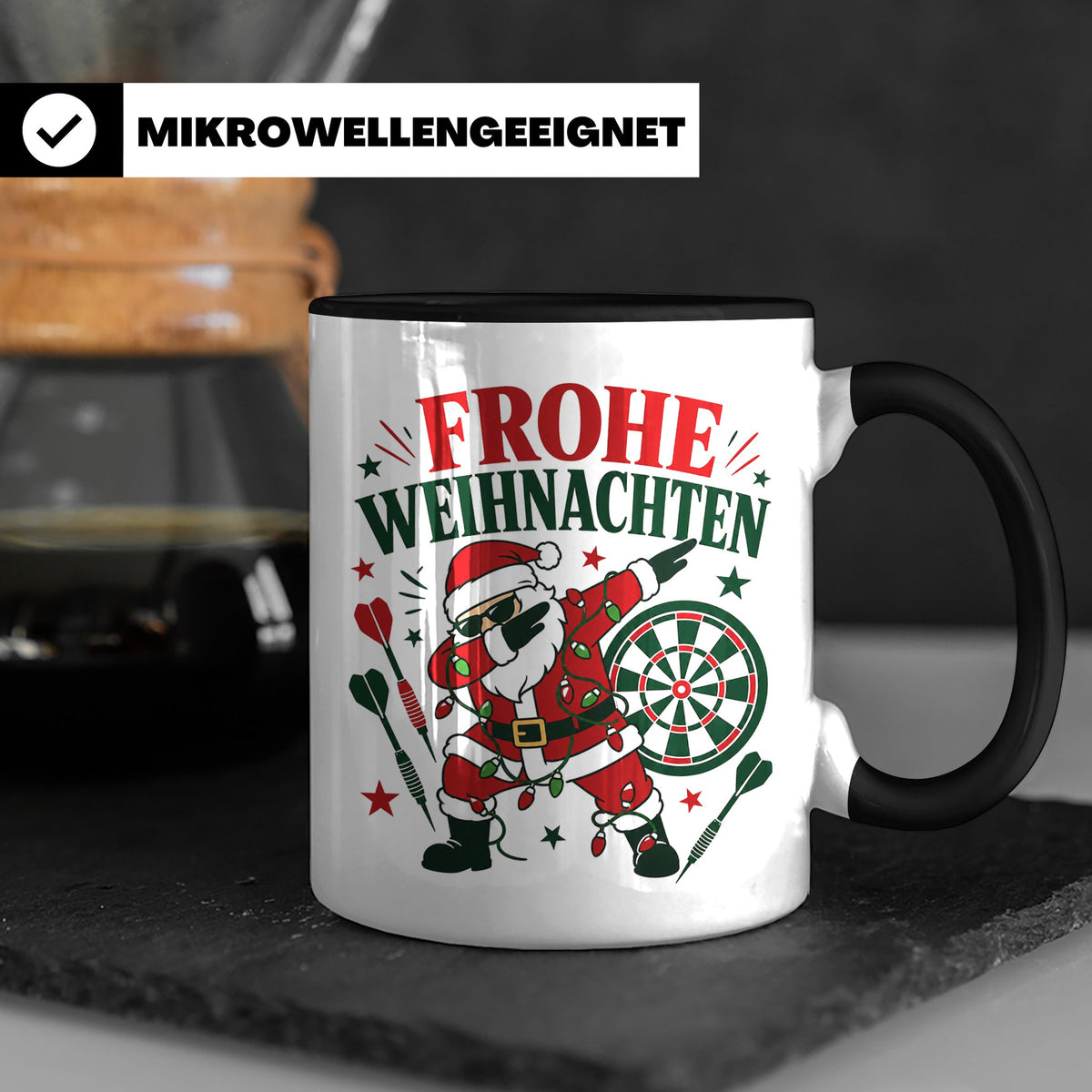 Darts Weihnachten Tasse Frohe Weihnachten tanzender Weihnach – Schwarz [farbe:schwarz]