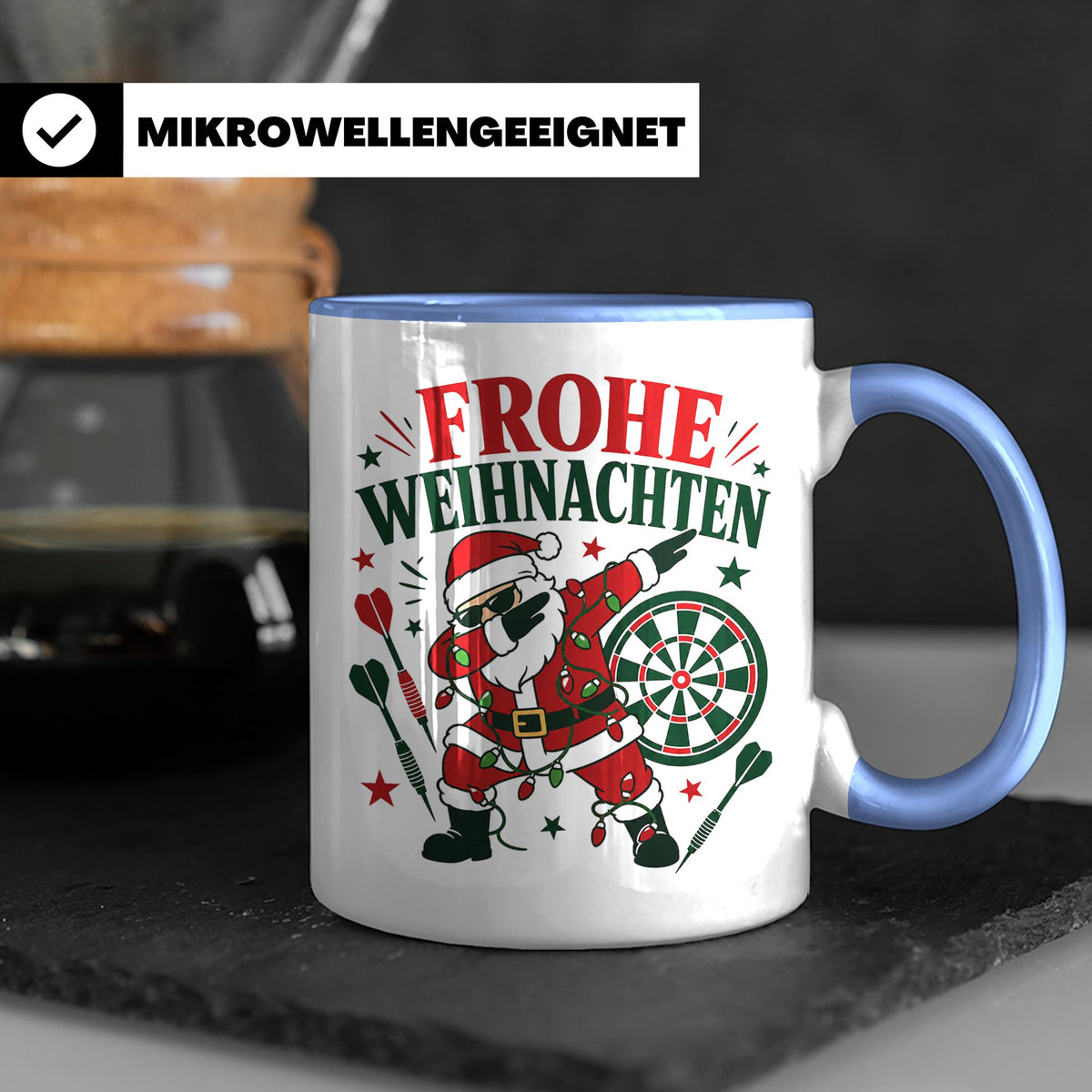Darts Weihnachten Tasse Frohe Weihnachten tanzender Weihnach – Blau [farbe:blau]