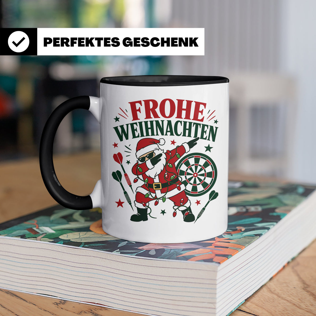 Darts Weihnachten Tasse Frohe Weihnachten tanzender Weihnach – Schwarz [farbe:schwarz]