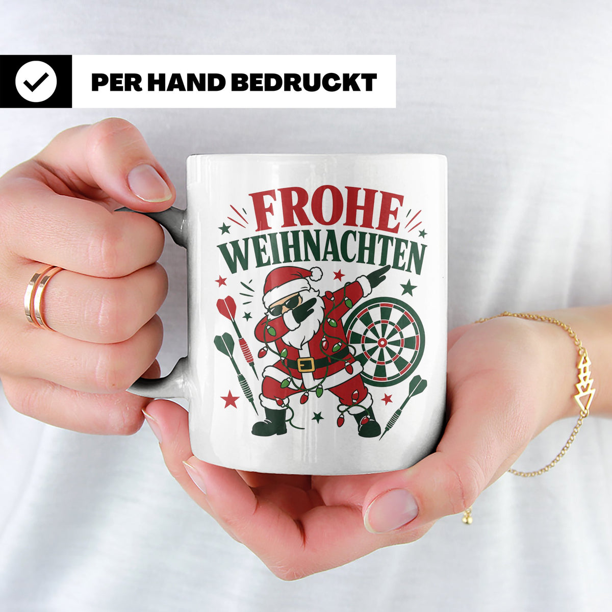 Darts Weihnachten Tasse Frohe Weihnachten tanzender Weihnach – Weiß [farbe:weiß]