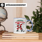 Eishockey Weihnachten Tasse Frohe Weihnachten tanzender Weih – Blau [farbe:blau]