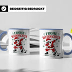 Eishockey Weihnachten Tasse Frohe Weihnachten tanzender Weih – Blau [farbe:blau]