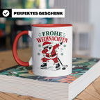 Eishockey Weihnachten Tasse Frohe Weihnachten tanzender Weih – Rot [farbe:rot]