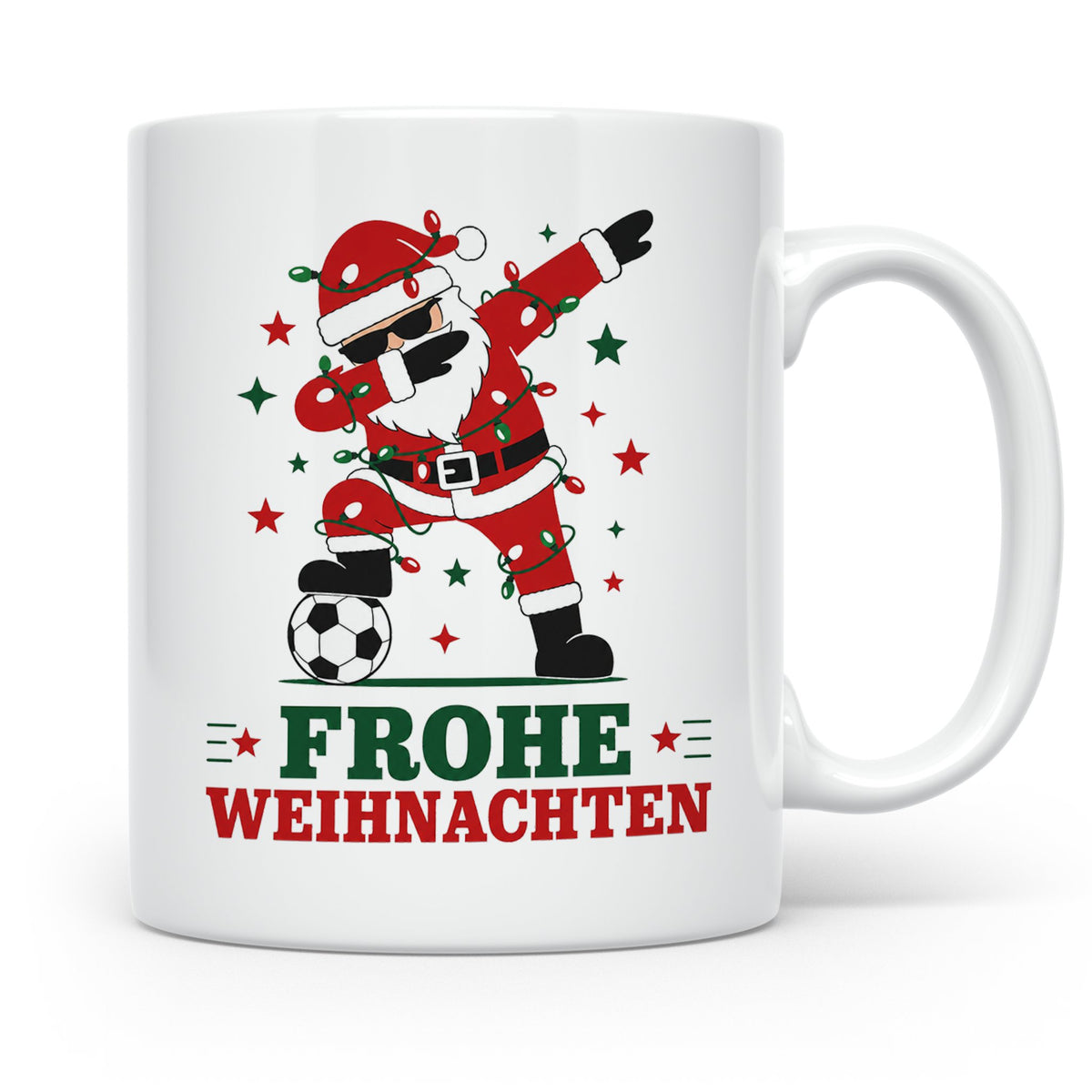 Fußball Weihnachten Tasse Frohe Weihnachten tanzender Weihna – Weiß [farbe:weiß]