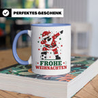 Fußball Weihnachten Tasse Frohe Weihnachten tanzender Weihna – Blau [farbe:blau]