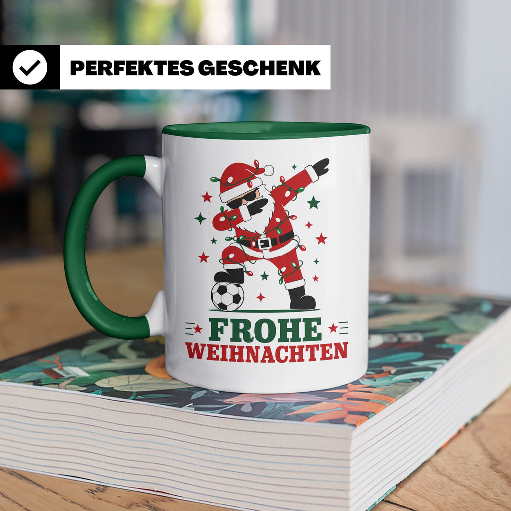 Fußball Weihnachten Tasse Frohe Weihnachten tanzender Weihna – Grün [farbe:grün]
