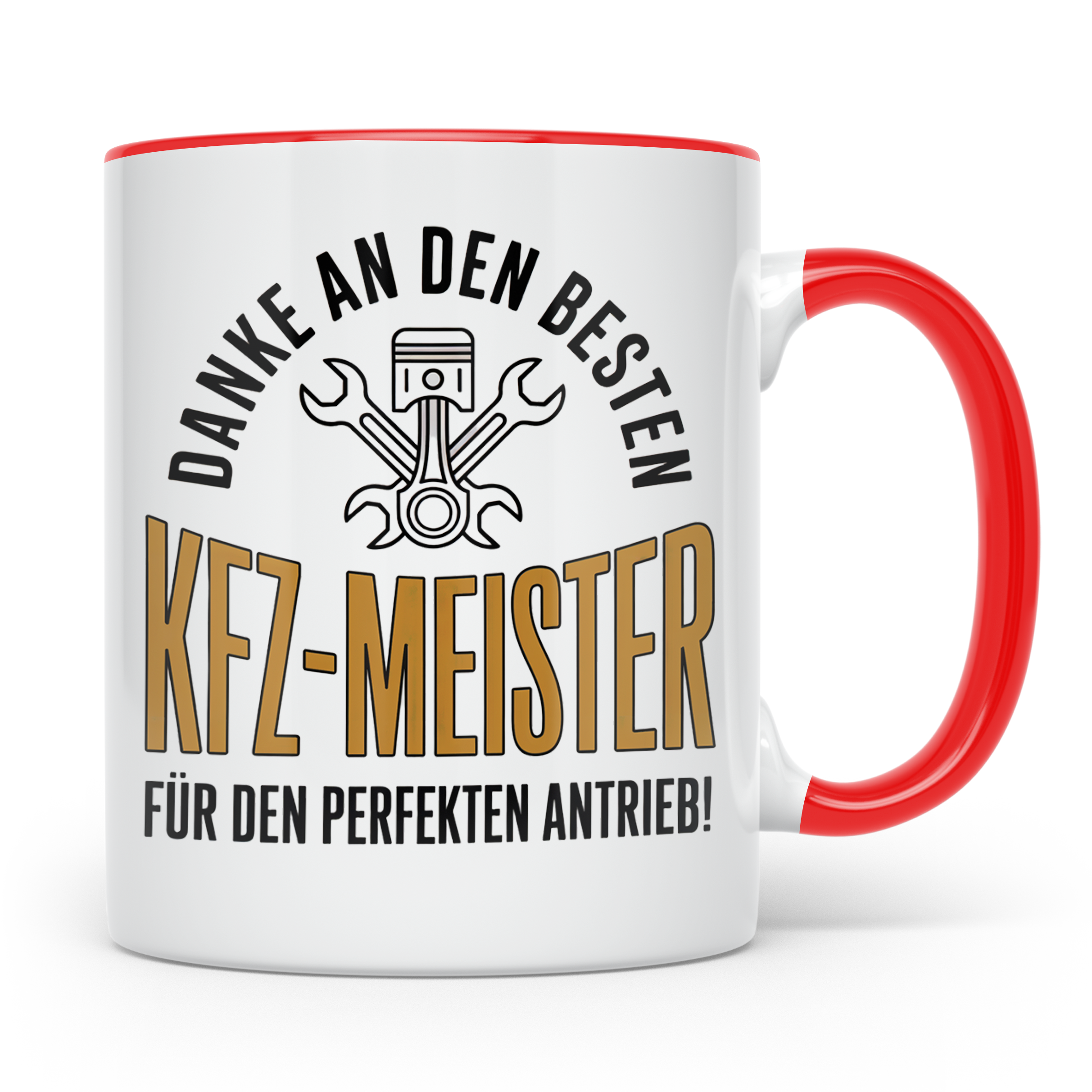 KFZ-Meister Tasse - Danke für perfekten Antrieb! Geschenk fü – Rot [farbe:rot]