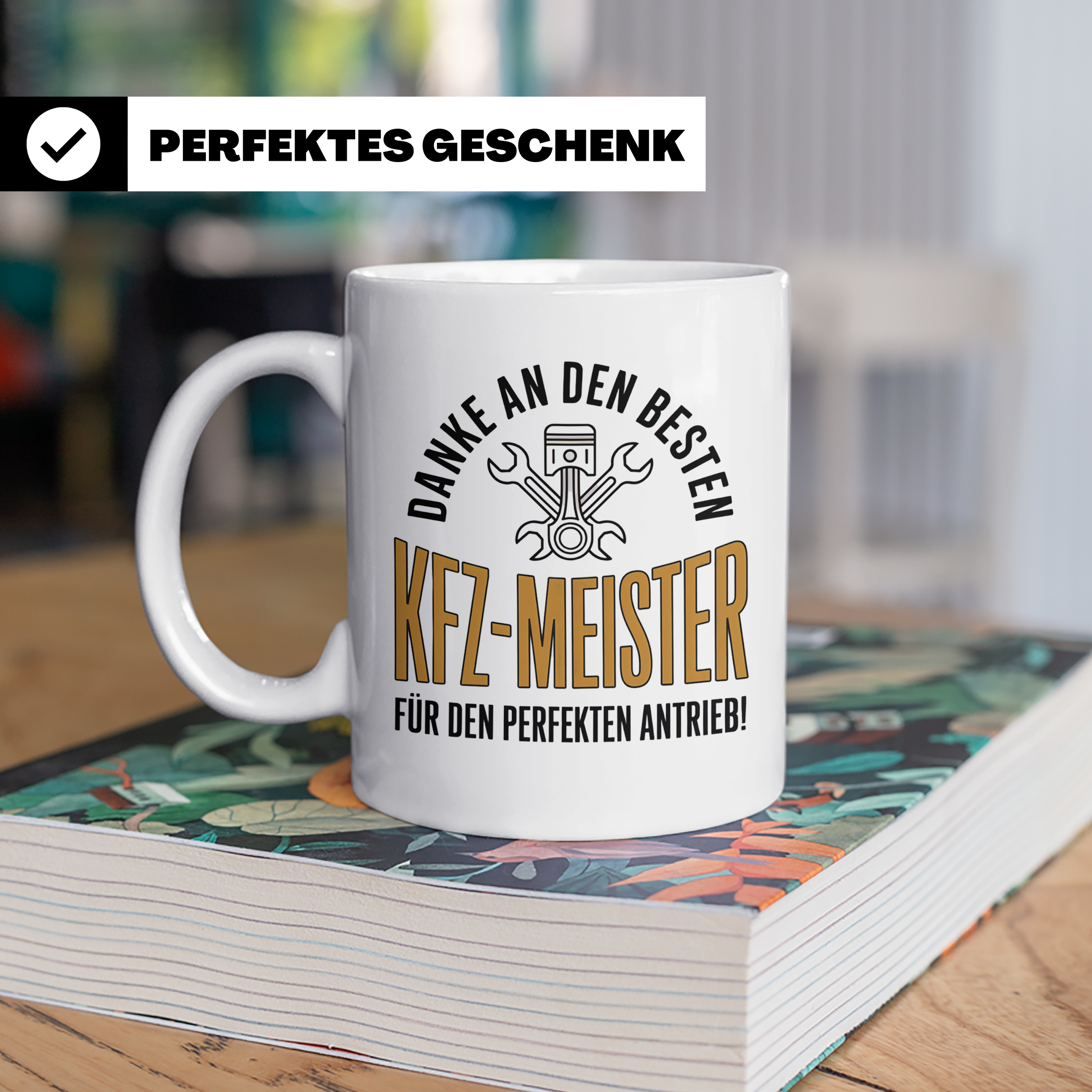 KFZ-Meister Tasse - Danke für perfekten Antrieb! Geschenk fü – Weiß [farbe:weiß]