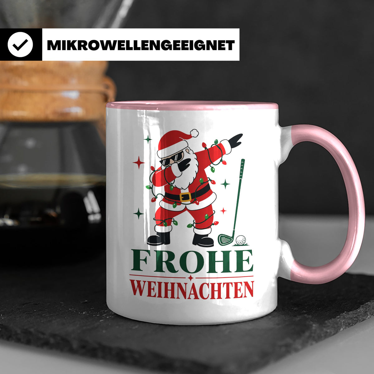Golf Weihnachten Tasse Frohe Weihnachten tanzender Weihnacht – Rosa [farbe:rosa]