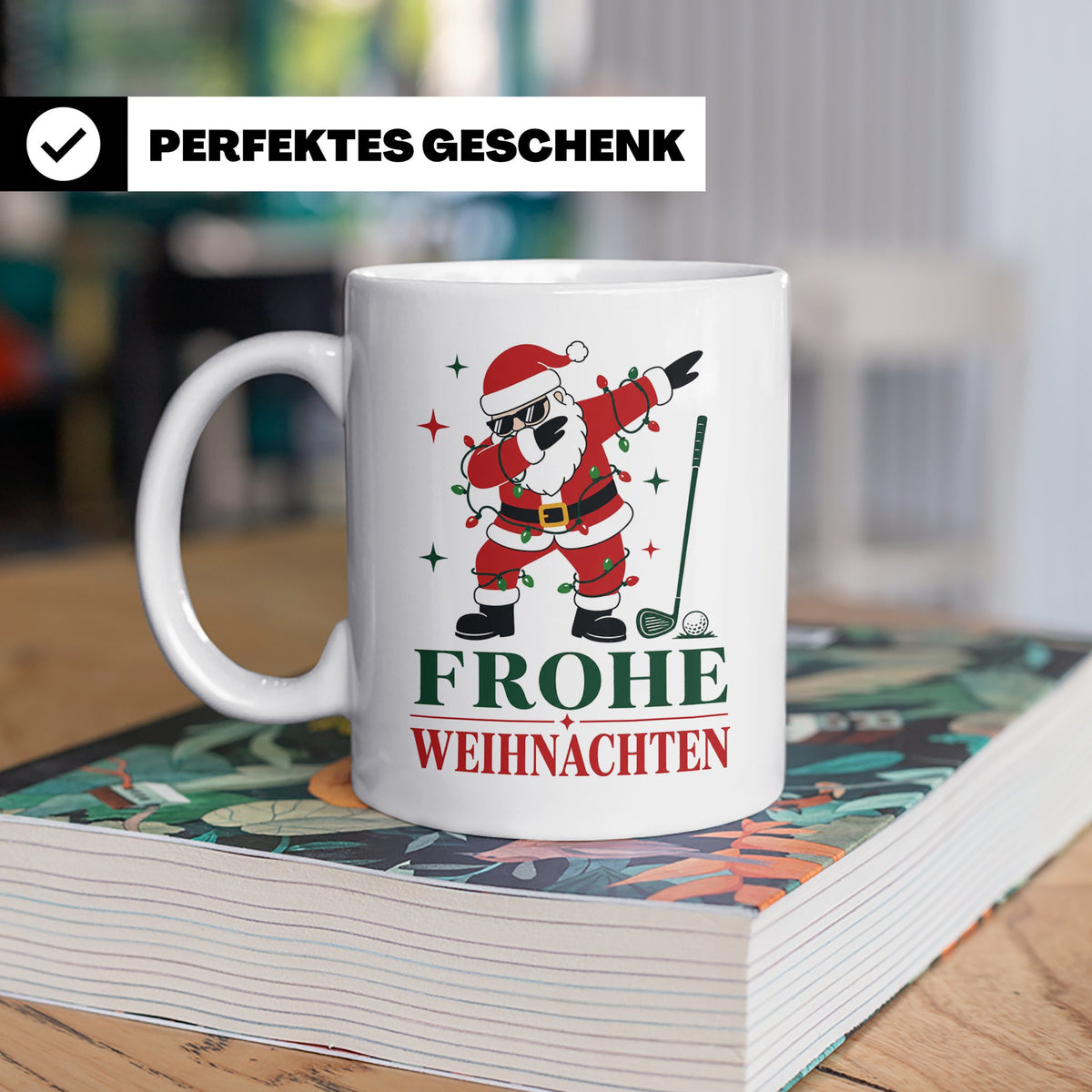 Golf Weihnachten Tasse Frohe Weihnachten tanzender Weihnacht – Weiß [farbe:weiß]