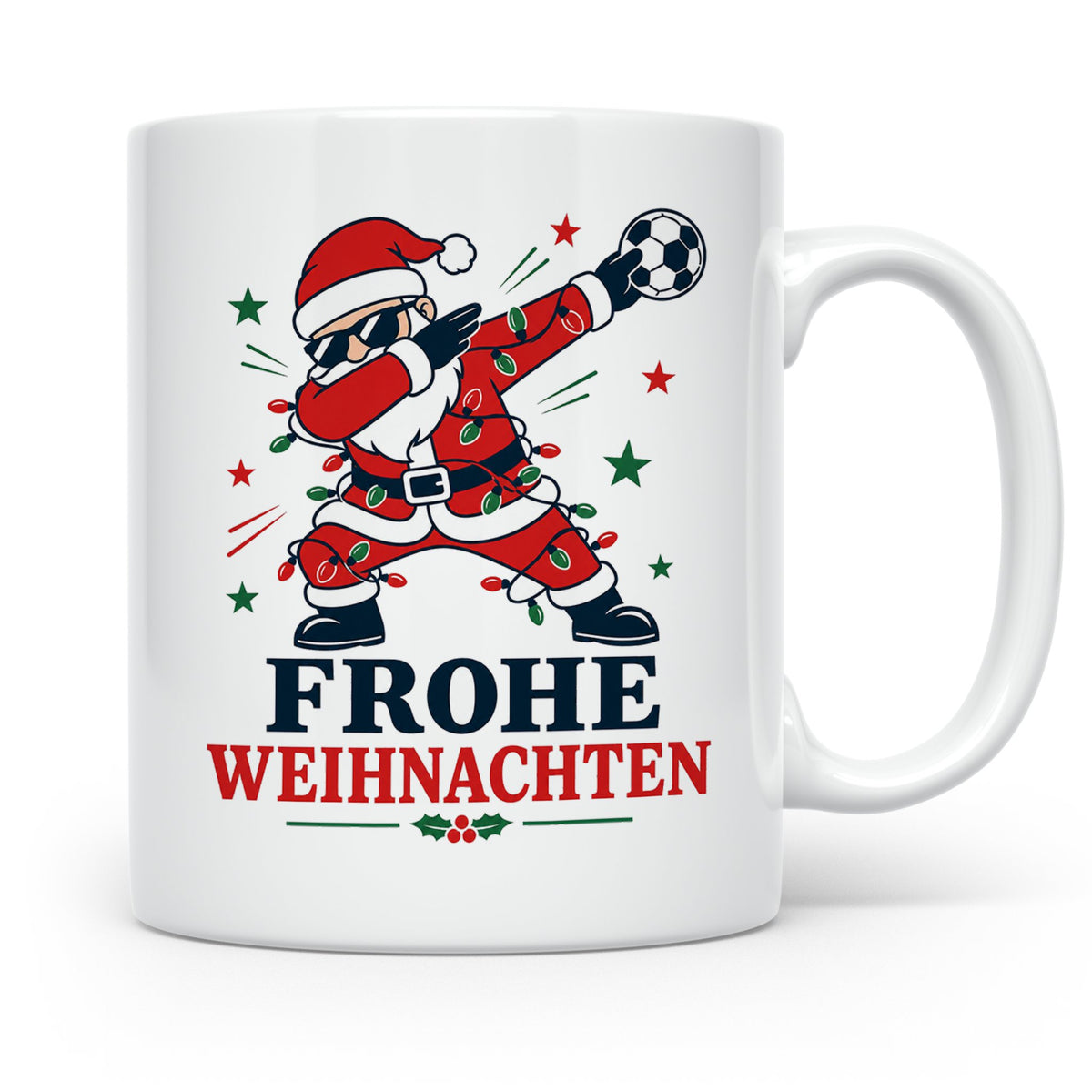 Handball Weihnachten Tasse Frohe Weihnachten tanzender Weihn – Weiß [farbe:weiß]