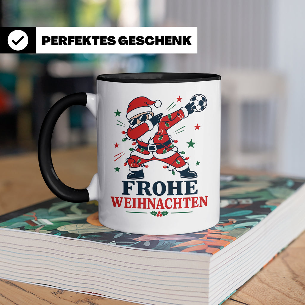 Handball Weihnachten Tasse Frohe Weihnachten tanzender Weihn – Schwarz [farbe:schwarz]