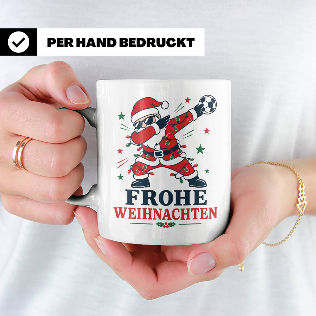 Handball Weihnachten Tasse Frohe Weihnachten tanzender Weihn – Weiß [farbe:weiß]