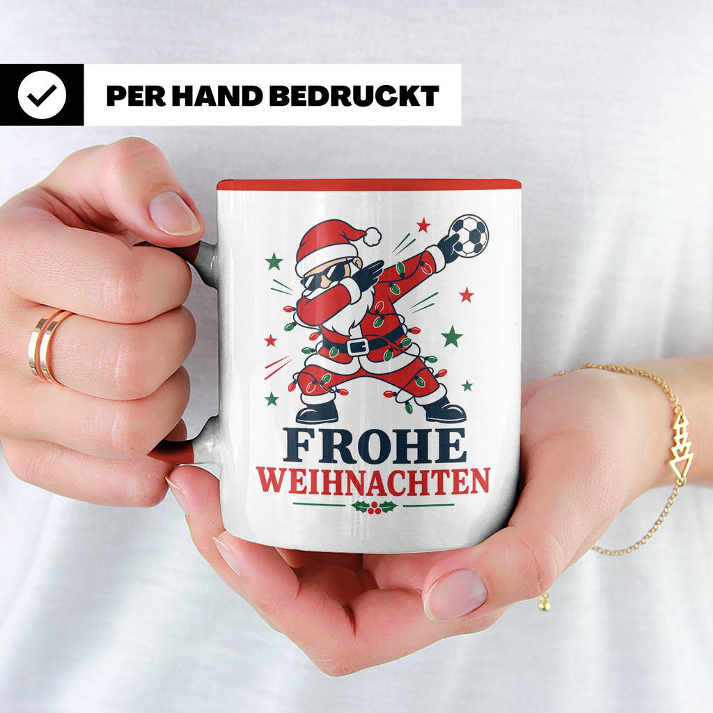 Handball Weihnachten Tasse Frohe Weihnachten tanzender Weihn – Rot [farbe:rot]