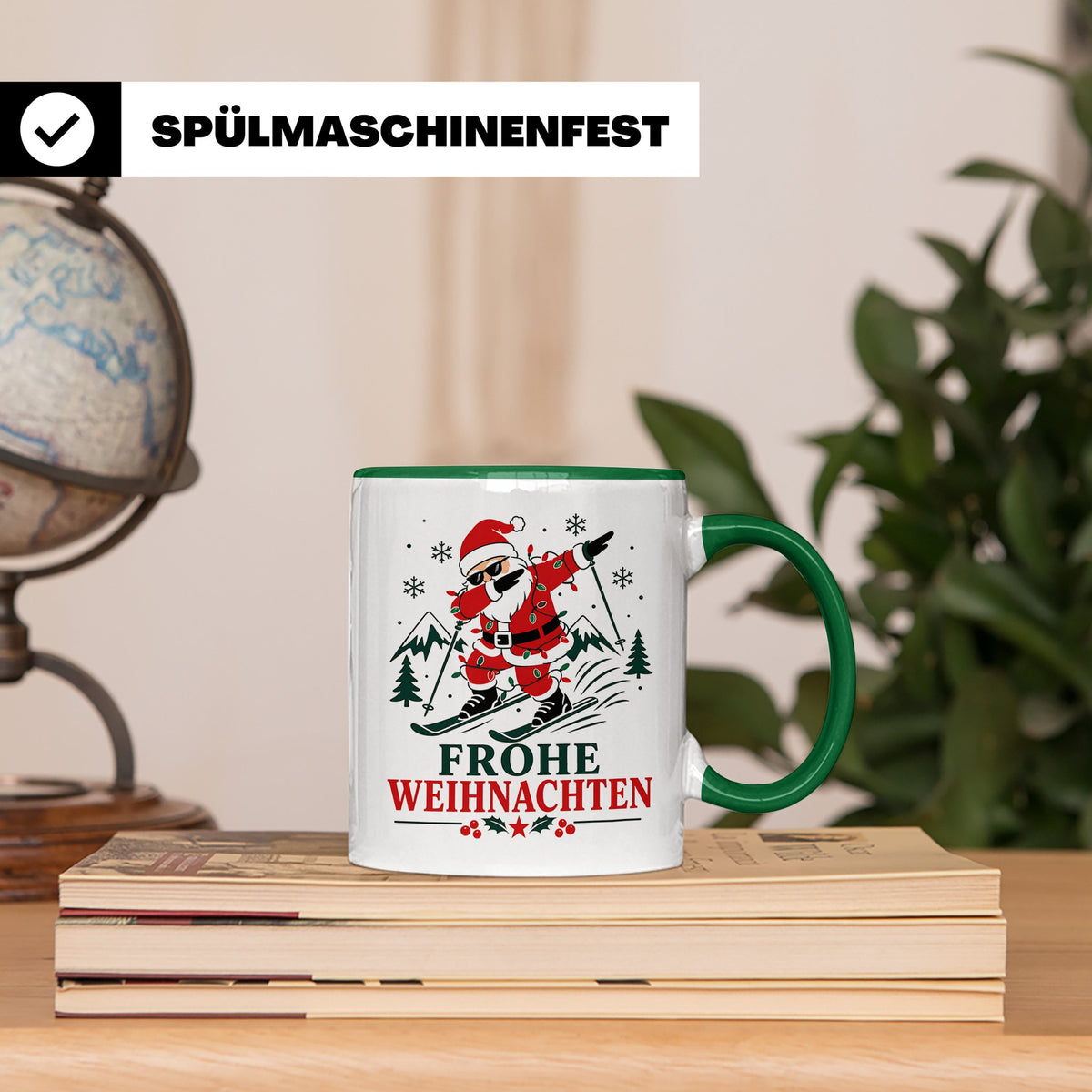 Ski Weihnachten Tasse Frohe Weihnachten tanzender Weihnachts – Grün [farbe:grün]