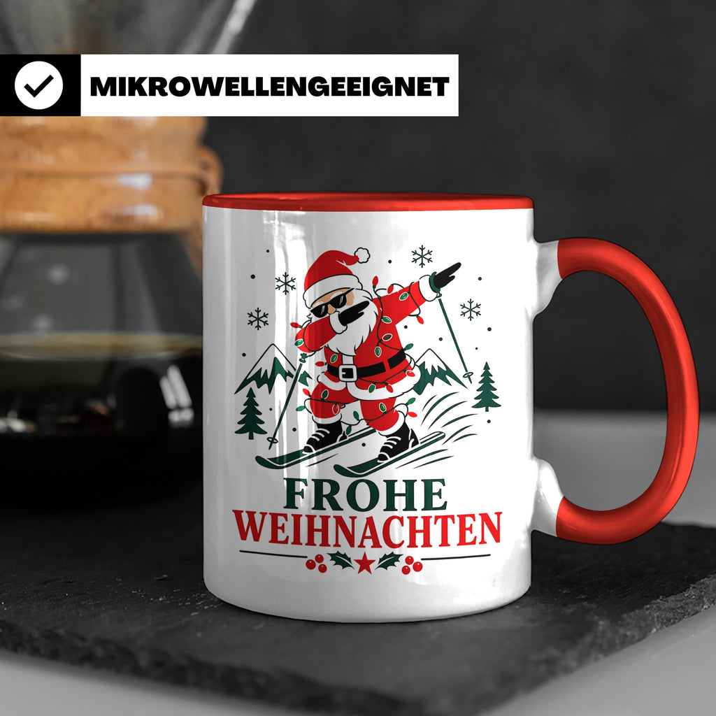 Ski Weihnachten Tasse Frohe Weihnachten tanzender Weihnachts – Rot [farbe:rot]