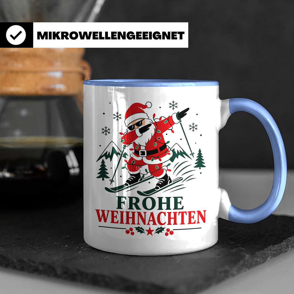 Ski Weihnachten Tasse Frohe Weihnachten tanzender Weihnachts – Blau [farbe:blau]