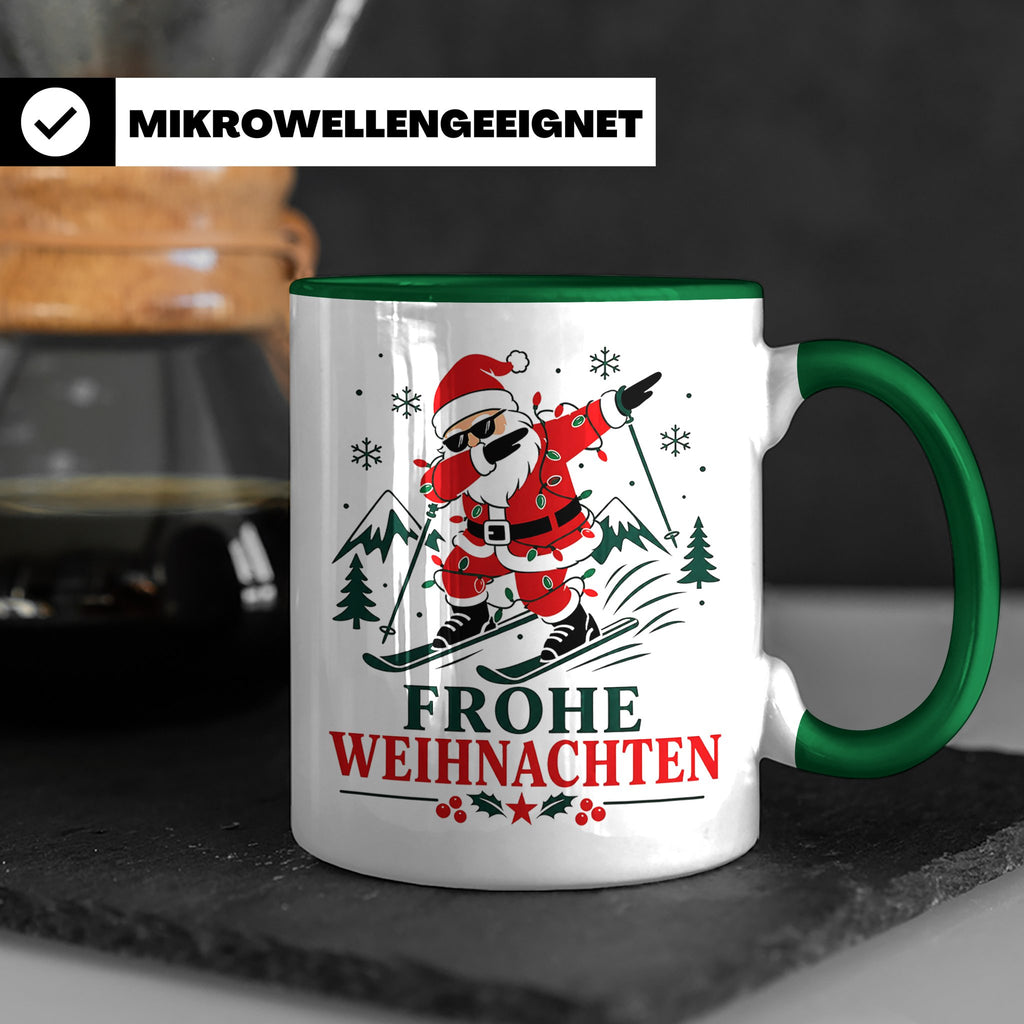 Ski Weihnachten Tasse Frohe Weihnachten tanzender Weihnachts – Grün [farbe:grün]