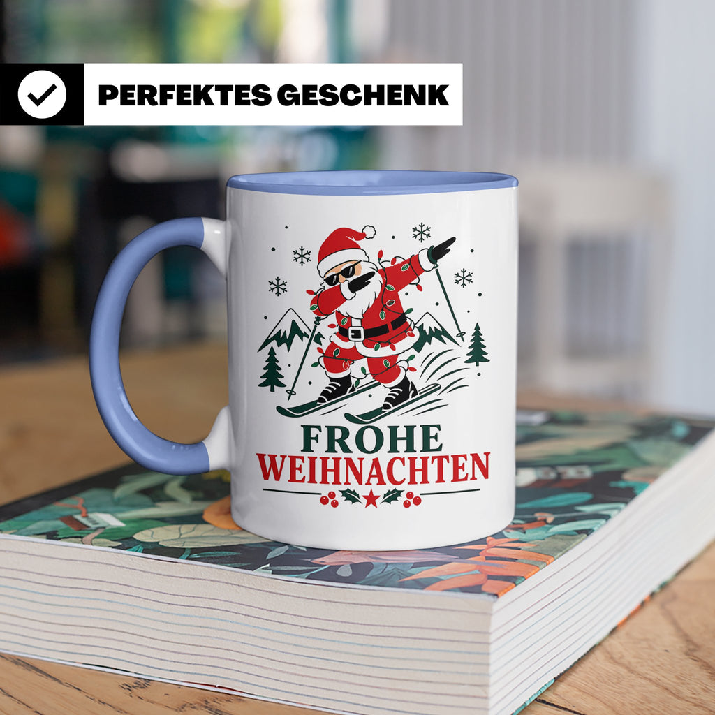 Ski Weihnachten Tasse Frohe Weihnachten tanzender Weihnachts – Blau [farbe:blau]