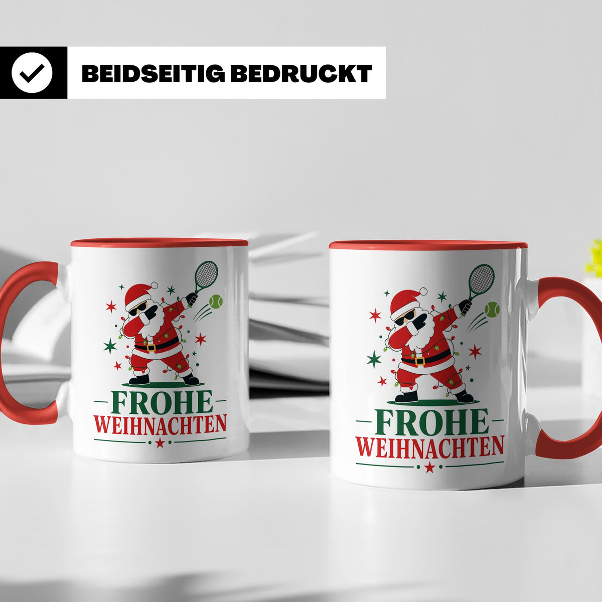 Tennis Weihnachten Tasse Frohe Weihnachten tanzender Weihnac – Rot [farbe:rot]