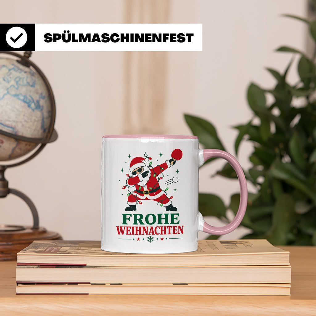 Tischtennis Weihnachten Tasse Frohe Weihnachten tanzender We – Rosa [farbe:rosa]