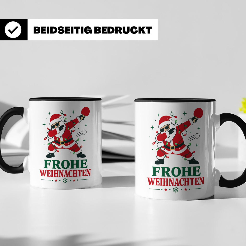 Tischtennis Weihnachten Tasse Frohe Weihnachten tanzender We – Schwarz [farbe:schwarz]