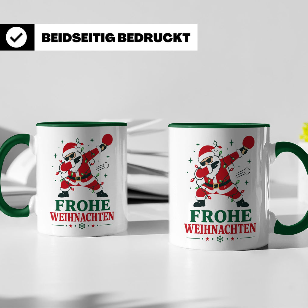 Tischtennis Weihnachten Tasse Frohe Weihnachten tanzender We – Grün [farbe:grün]