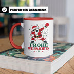 Tischtennis Weihnachten Tasse Frohe Weihnachten tanzender We – Rot [farbe:rot]