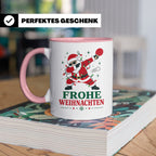 Tischtennis Weihnachten Tasse Frohe Weihnachten tanzender We – Rosa [farbe:rosa]