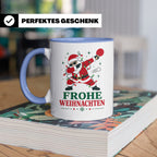 Tischtennis Weihnachten Tasse Frohe Weihnachten tanzender We – Blau [farbe:blau]