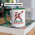 Tischtennis Weihnachten Tasse Frohe Weihnachten tanzender We – Grün [farbe:grün]