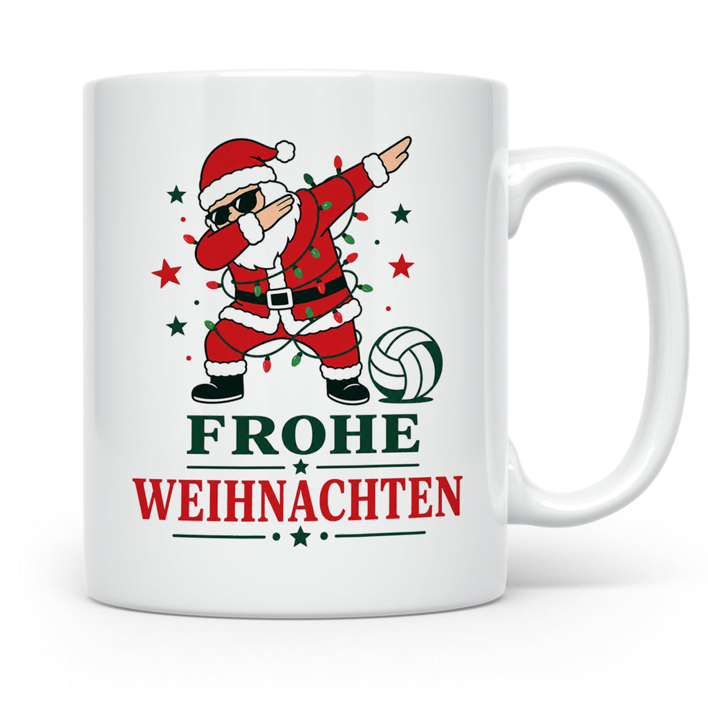 Volleyball Weihnachten Tasse Frohe Weihnachten tanzender Wei – Weiß [farbe:weiß]
