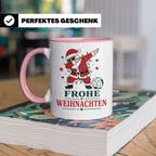 Volleyball Weihnachten Tasse Frohe Weihnachten tanzender Wei – Rosa [farbe:rosa]