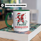 Volleyball Weihnachten Tasse Frohe Weihnachten tanzender Wei – Grün [farbe:grün]