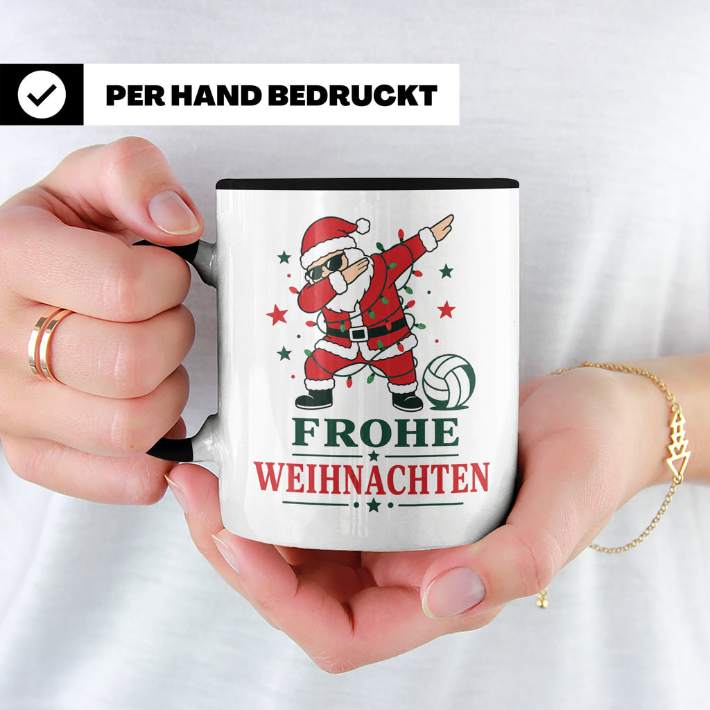 Volleyball Weihnachten Tasse Frohe Weihnachten tanzender Wei – Schwarz [farbe:schwarz]