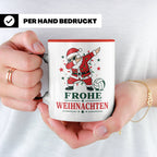 Volleyball Weihnachten Tasse Frohe Weihnachten tanzender Wei – Rot [farbe:rot]