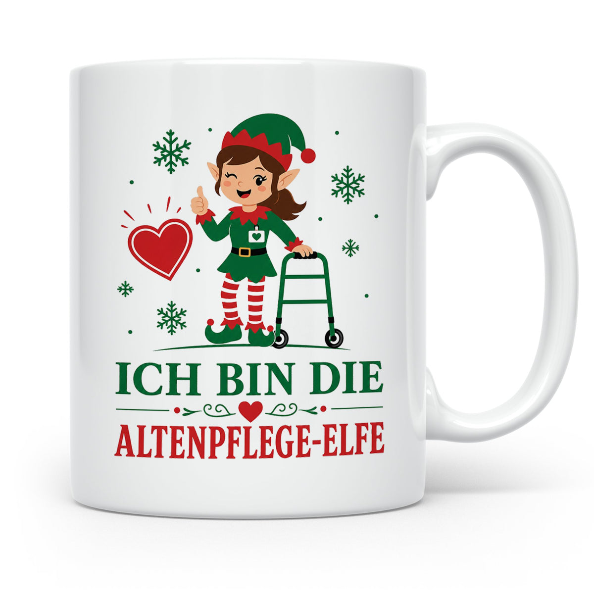 Altenpflege Weihnachten Tasse Ich bin die Altenpflege-Elfe - – Weiß [farbe:weiß]