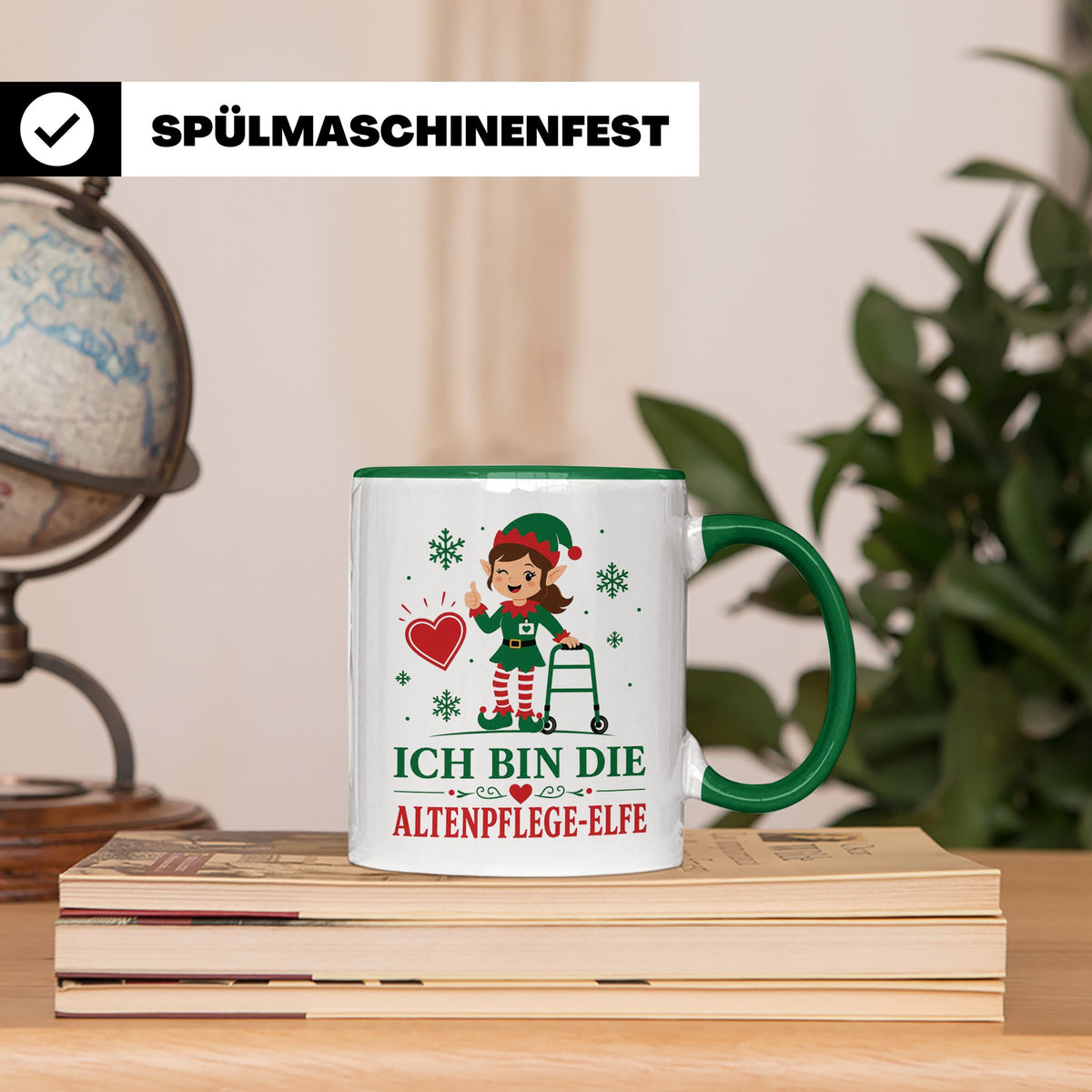 Altenpflege Weihnachten Tasse Ich bin die Altenpflege-Elfe - – Grün [farbe:grün]
