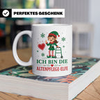 Altenpflege Weihnachten Tasse Ich bin die Altenpflege-Elfe - – Weiß [farbe:weiß]