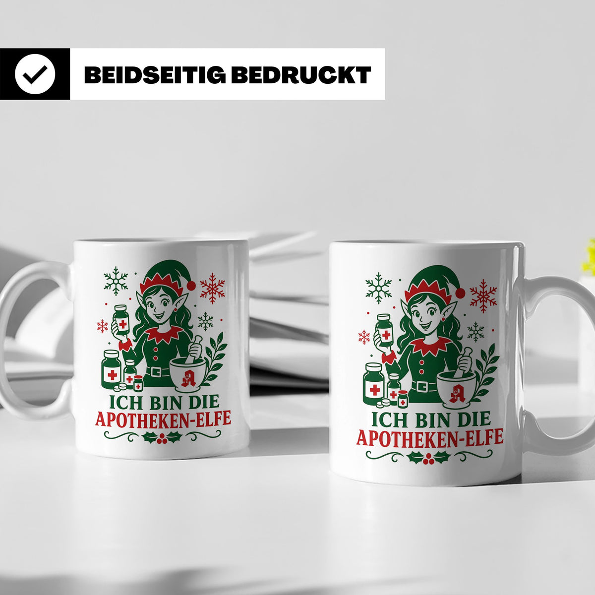 Apotheke Weihnachten Tasse Ich bin die Apotheken-Elfe - Lust – Weiß [farbe:weiß]