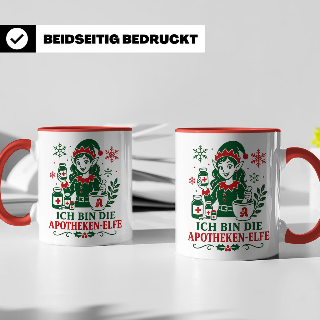 Apotheke Weihnachten Tasse Ich bin die Apotheken-Elfe - Lust – Rot [farbe:rot]