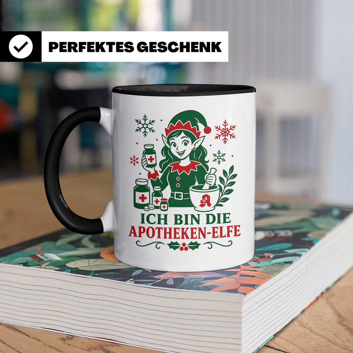 Apotheke Weihnachten Tasse Ich bin die Apotheken-Elfe - Lust – Schwarz [farbe:schwarz]