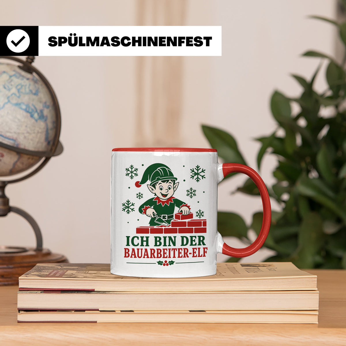 Bauarbeiter Weihnachten Tasse Ich bin der Bauarbeiter-Elf -  – Rot [farbe:rot]