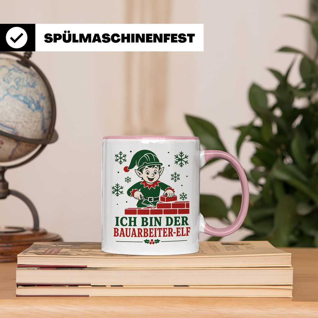 Bauarbeiter Weihnachten Tasse Ich bin der Bauarbeiter-Elf -  – Rosa [farbe:rosa]
