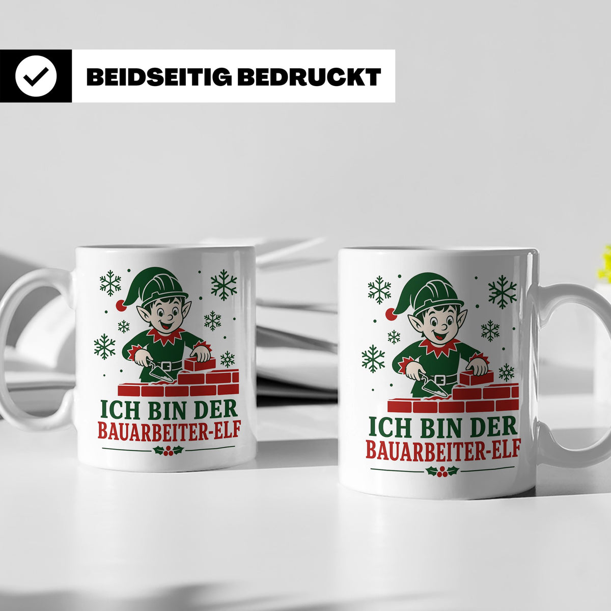 Bauarbeiter Weihnachten Tasse Ich bin der Bauarbeiter-Elf -  – Weiß [farbe:weiß]