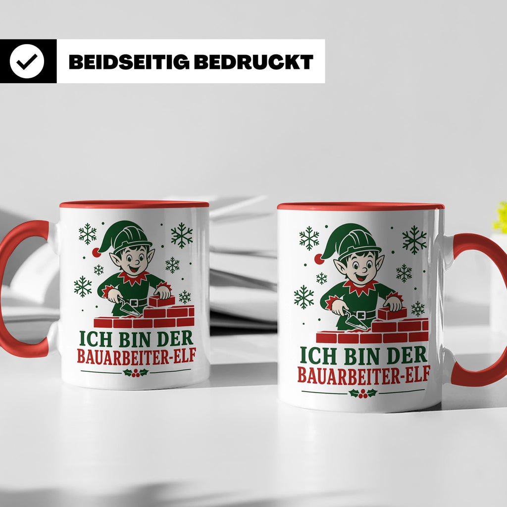 Bauarbeiter Weihnachten Tasse Ich bin der Bauarbeiter-Elf -  – Rot [farbe:rot]