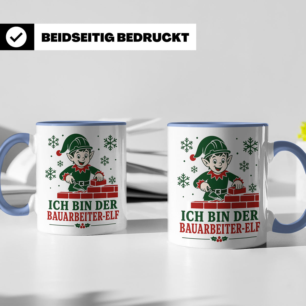 Bauarbeiter Weihnachten Tasse Ich bin der Bauarbeiter-Elf -  – Blau [farbe:blau]