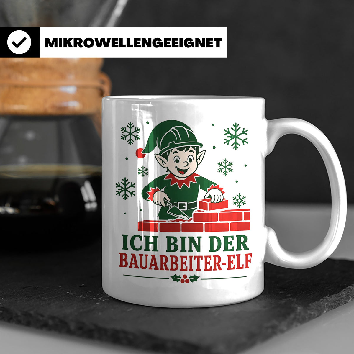 Bauarbeiter Weihnachten Tasse Ich bin der Bauarbeiter-Elf -  – Weiß [farbe:weiß]