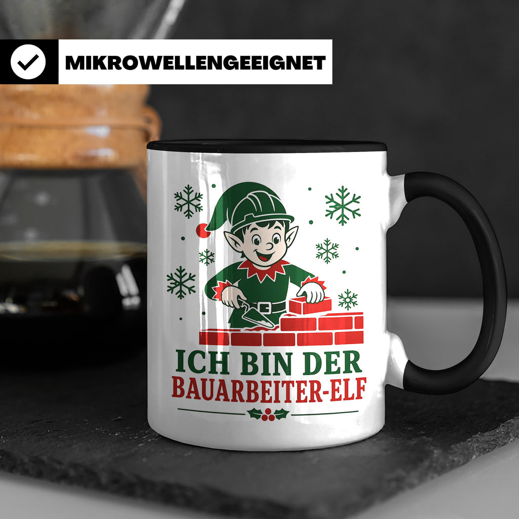 Bauarbeiter Weihnachten Tasse Ich bin der Bauarbeiter-Elf -  – Schwarz [farbe:schwarz]